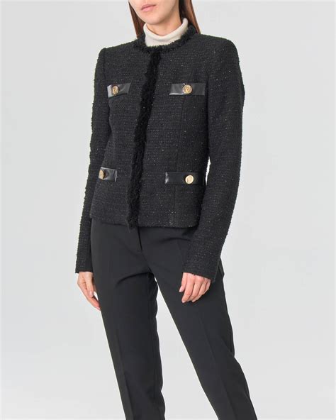 giacca modello chanel con frange nera